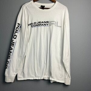 Vtg Polo Jeans Company Ralph Lauren‎ Long Sleeve T-Shirt Graphic Logo Mens XL